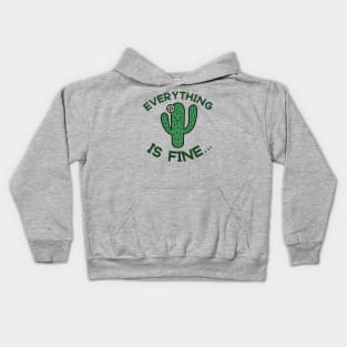 Everything is Fine, Cactus Desert, Smiling Cactus With Flower Kids Hoodie